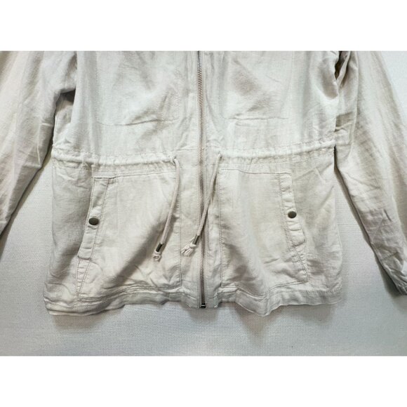 Old Navy Utility Jaacket Womens Size M Beige Cinched Waist Full Zip High Neck - Picture 4 of 12
